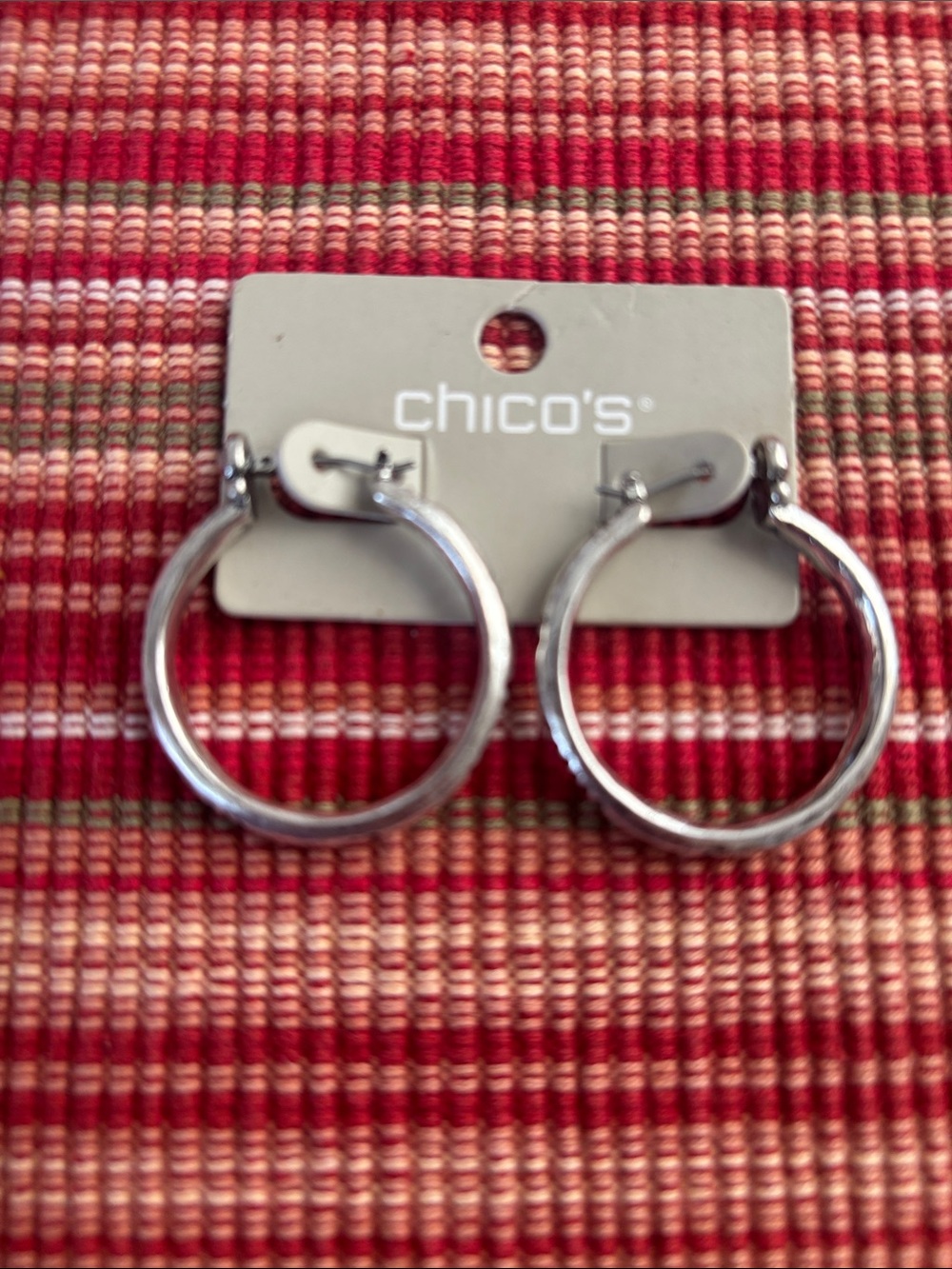 Chico's Silver-Tone Hoop Earrings — Polished Round Hoops